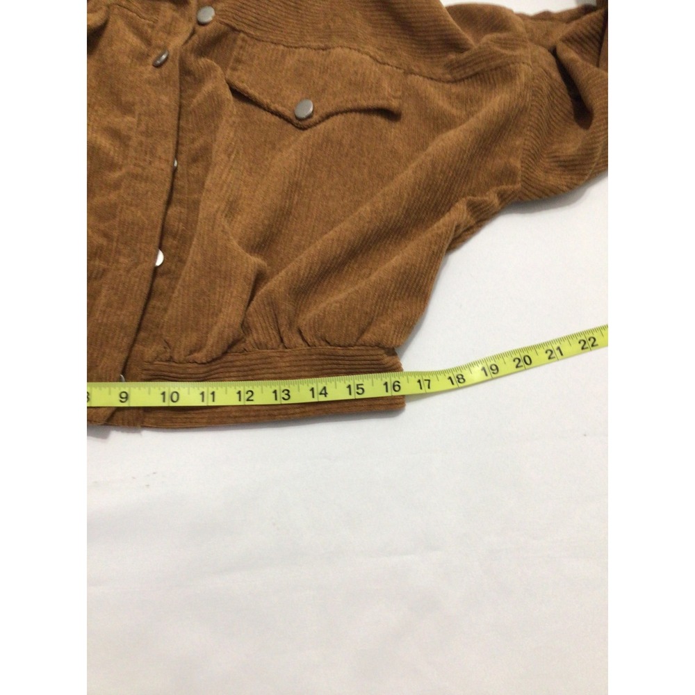 Hyfve Brown Corduroy Cropped Jacket Small Puff Sleeve  Boxy Shacket